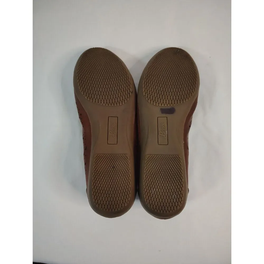 G.H. Bass Hazel Perforated Ballet Flat Brown Leather Casual Comfort Shoes 6M